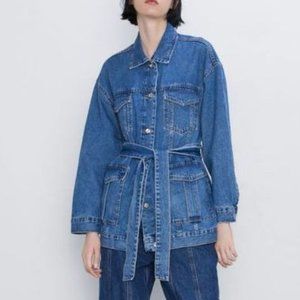 ❌SOLD❌ Zara Belted Denim Jacket